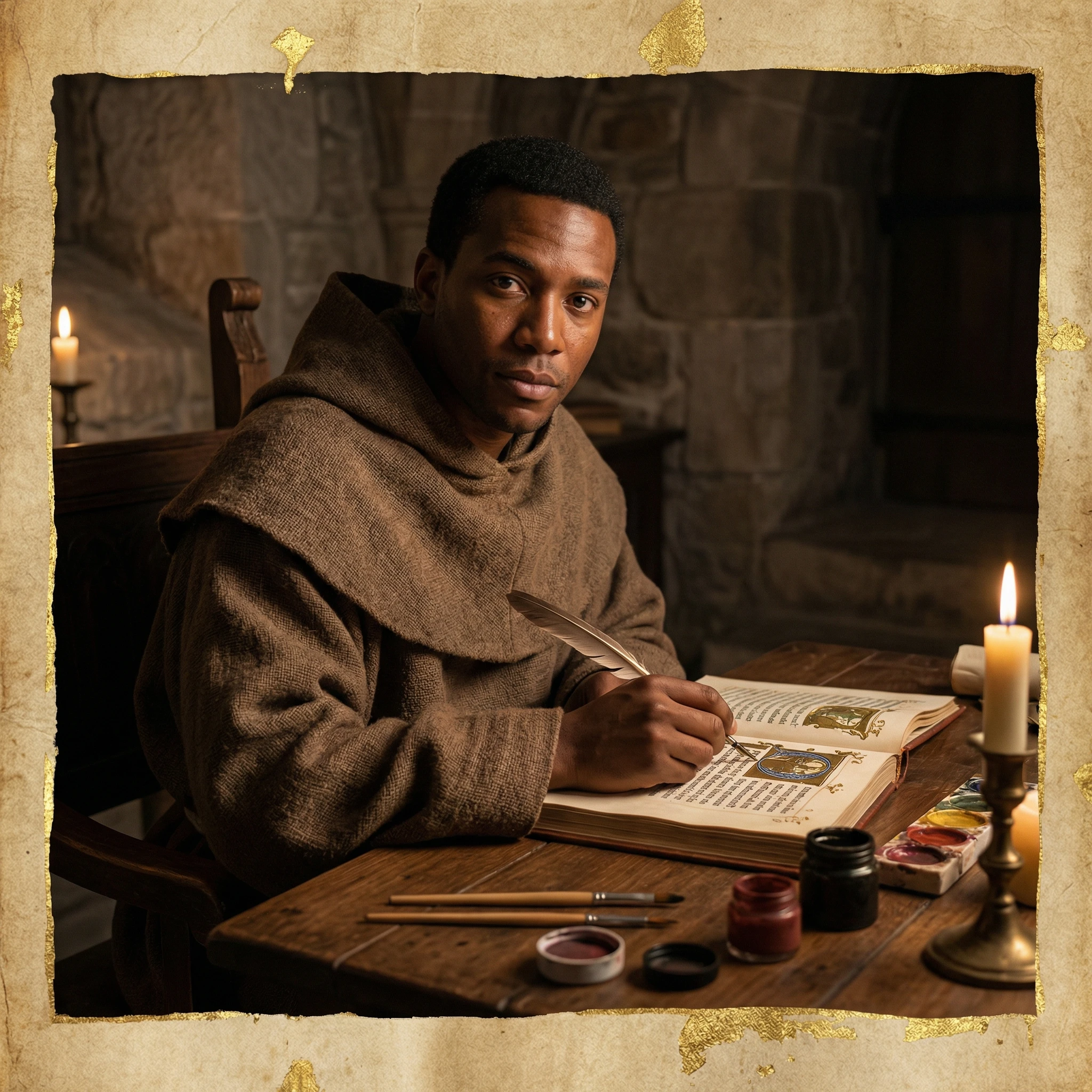 Средневековый Писец-Темы — Nano Banana Pro промт