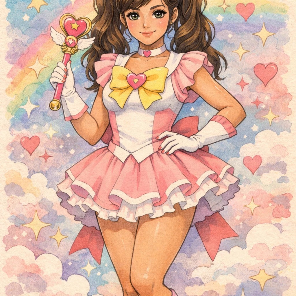 Стиль аниме 70-х «Махо-сёдзё» — GPT Image 1.5 промт