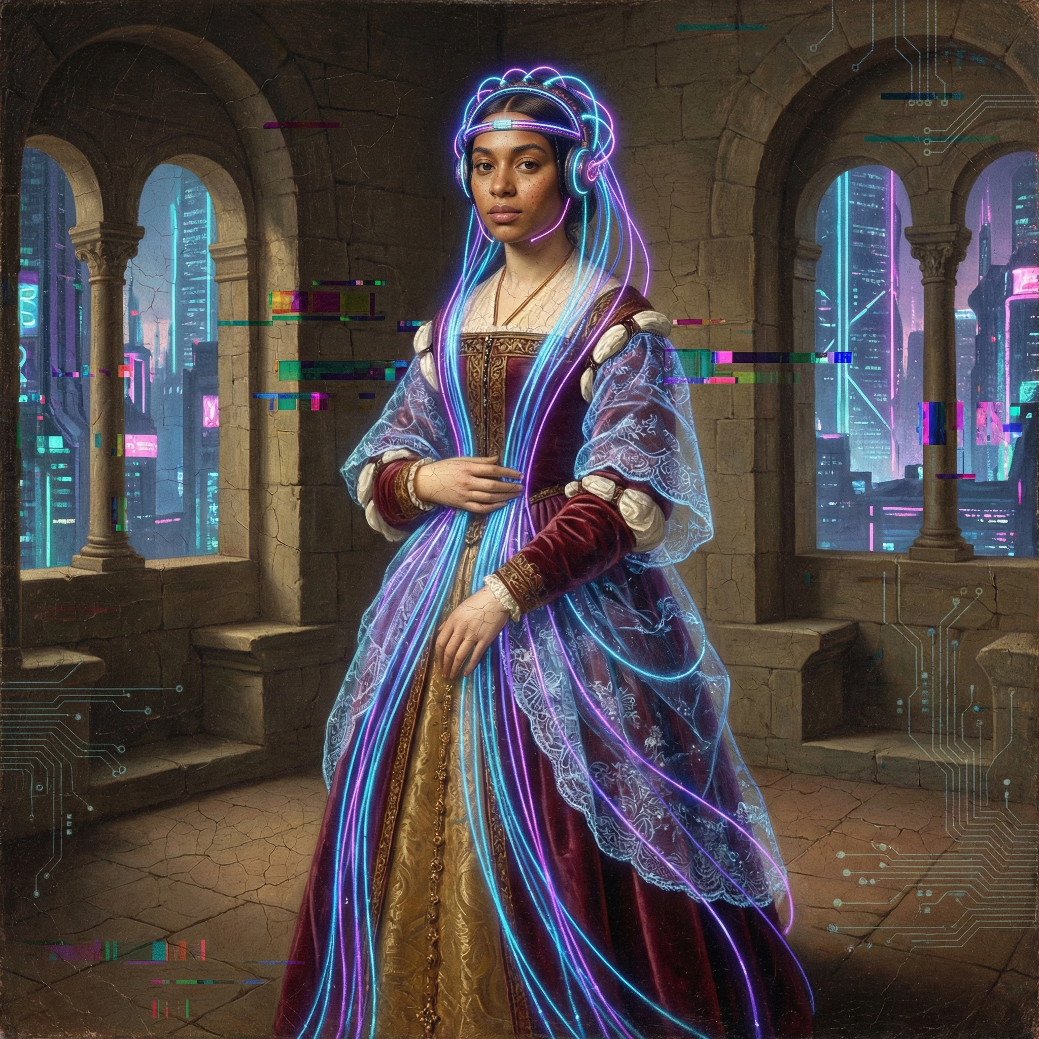 Стиль «Кибер-ренессанс» (картина маслом) — Nano Banana Pro промт