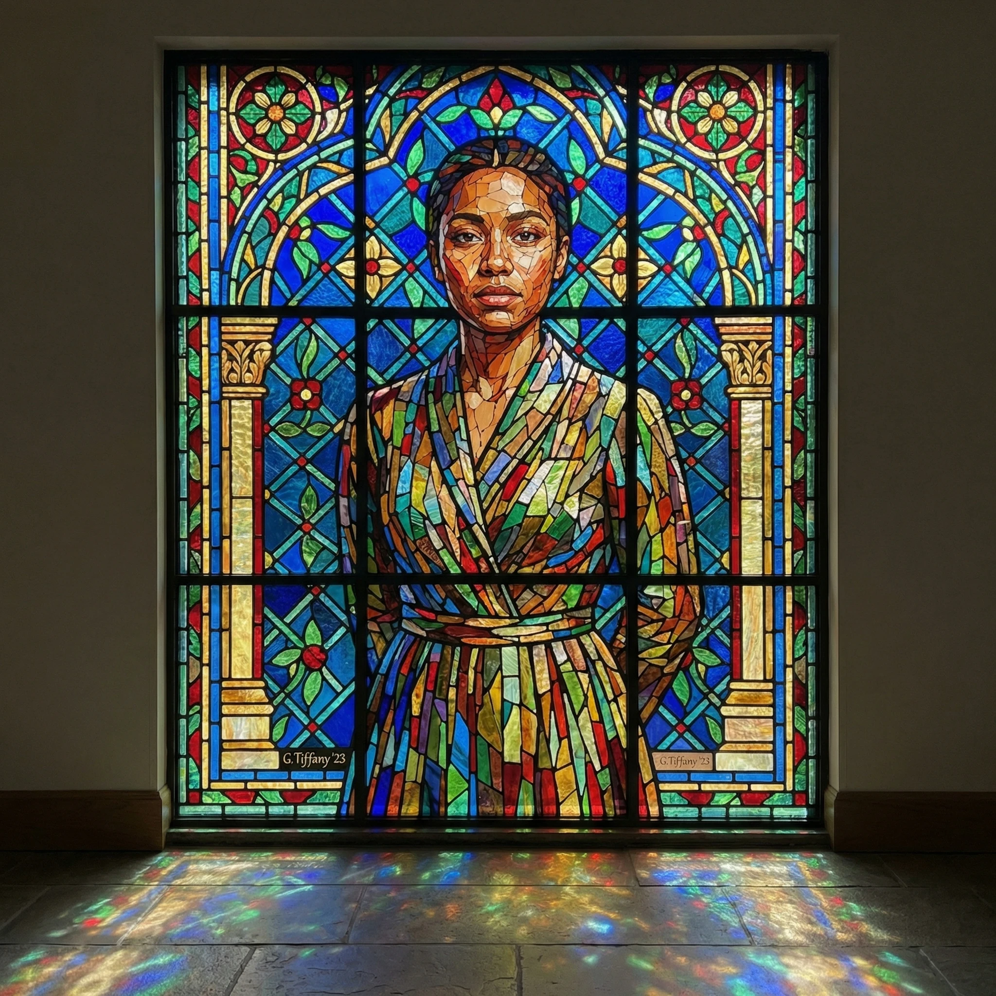 Стиль живописи 'Витражная мозаика' — Nano Banana Pro промт