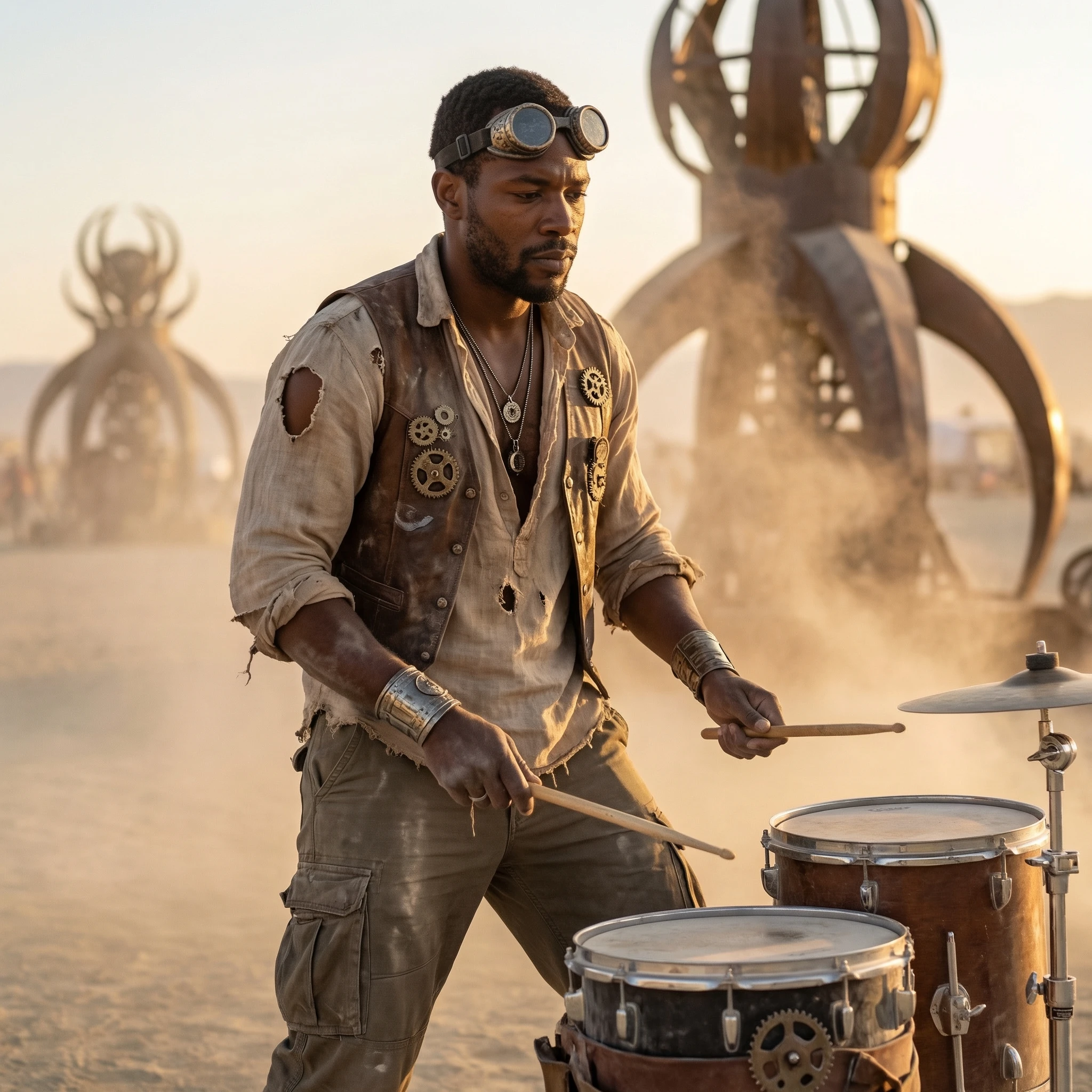 Танцор на фестивале Burning Man — Nano Banana Pro промт