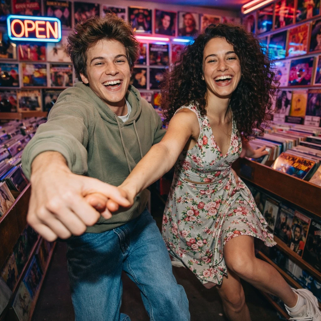 Танцы в виниловой лавке — GPT Image 1.5 промт