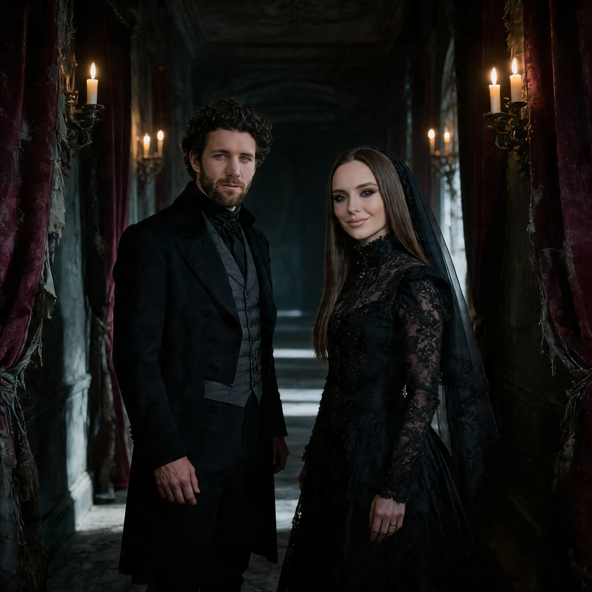 Театр теней: Готическая пара — Seedream 4.5 промт