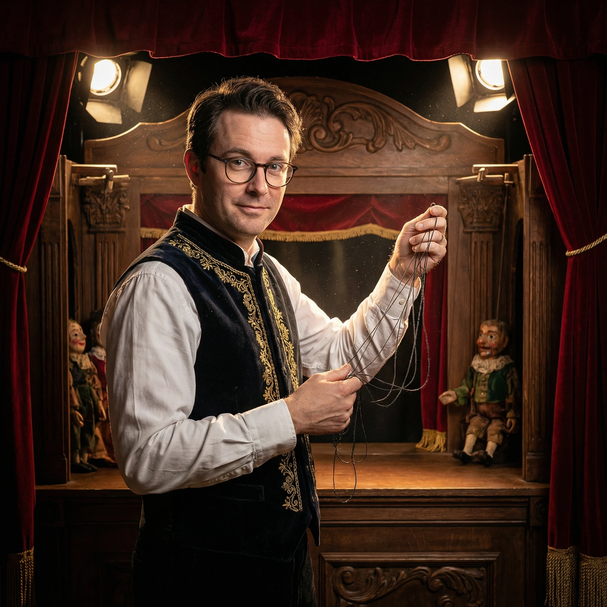 Театральный кукольник в стиле барокко — Nano Banana Pro промт