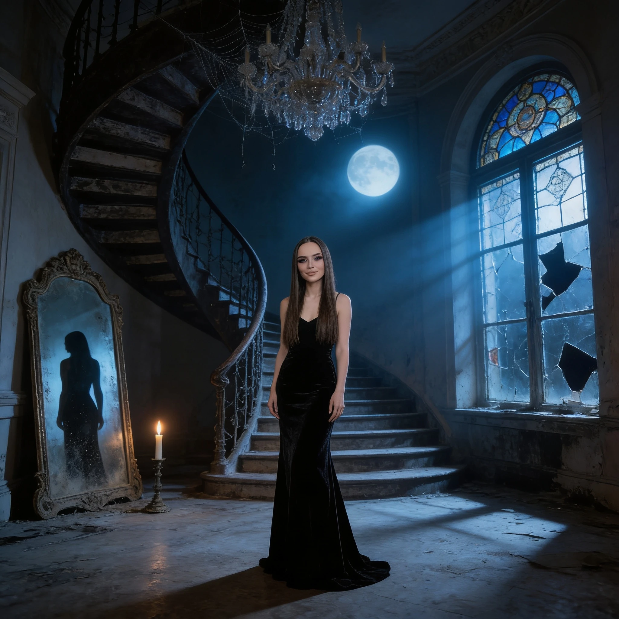 Тень в заброшенном особняке — Seedream 4.5 промт