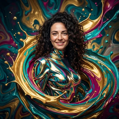 Абстрактная симфония: Портрет в стиле Fluid Art — AI промт для Nano Banana Pro