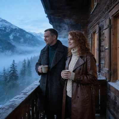 Альпийский детектив: Утренний кофе — AI промт для Seedream 4.5