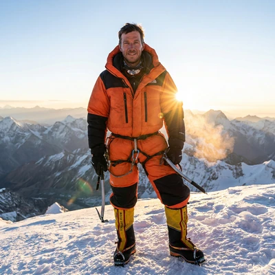 Альпинист на вершине Эвереста — AI промт для Nano Banana Pro