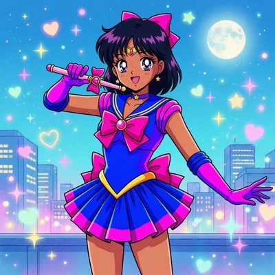 Аниме-постер в духе 90-х (Сейлор Мун) — AI промт для Nano Banana Pro