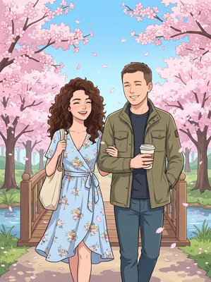 Аниме: Весеннее свидание — AI промт для Nano Banana Pro