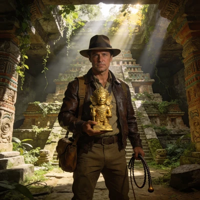 Археолог в стиле Индианы Джонса — AI промт для Seedream 4.5