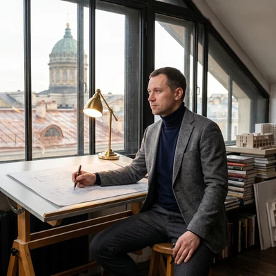 Архитектор в старом Петербурге — AI промт для Nano Banana Pro