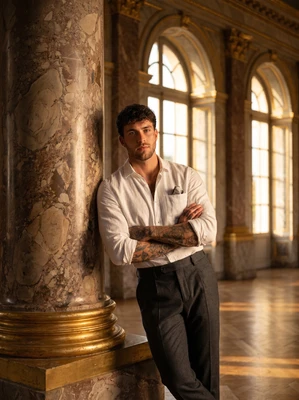 Атлетичный шик: Мраморный зал — AI промт для Nano Banana Pro