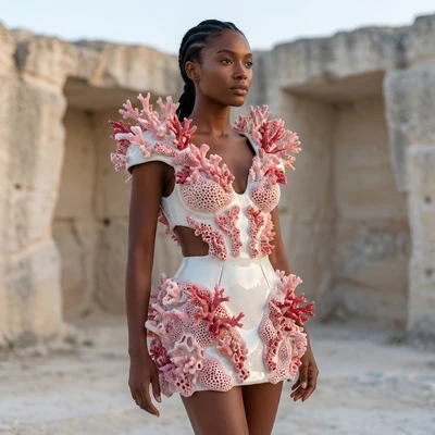 Авангардная мода из био-керамики — AI промт для Nano Banana Pro