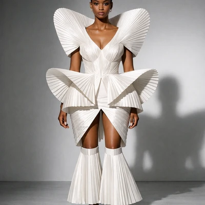 Авангардная мода «Скульптурная ткань» — AI промт для GPT Image 1.5