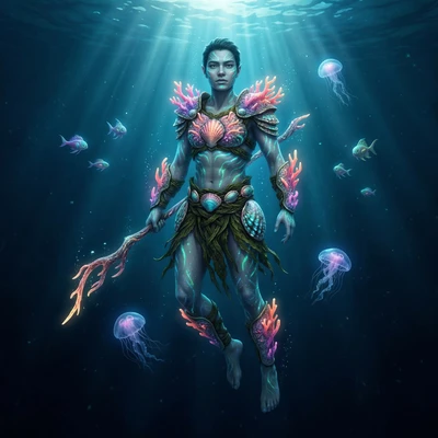 Биолюминесцентный хранитель кораллов — AI промт для Nano Banana Pro