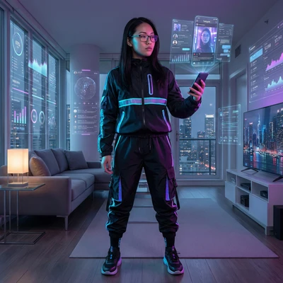 Блогер в стиле кибер-лайфстайл — AI промт для Nano Banana Pro