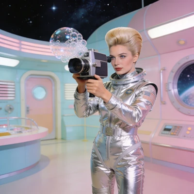 Блогер в стиле ретро-футуризма 60-х — AI промт для Seedream 4.5