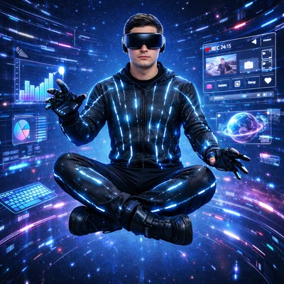 Блогер в виртуальной реальности — AI промт для GPT Image 1.5