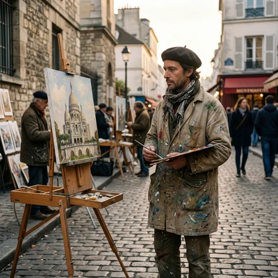 Богемный художник на Монмартре — AI промт для Nano Banana Pro