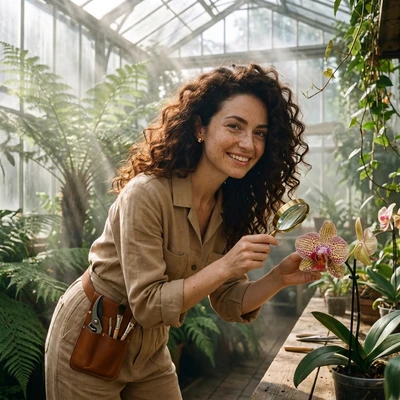 Ботаник в старинной оранжерее — AI промт для Nano Banana Pro