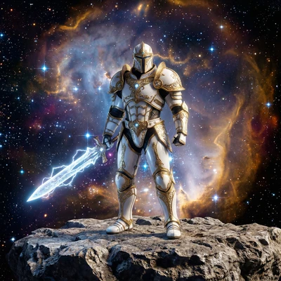 Бронированный космический рыцарь — AI промт для Nano Banana Pro