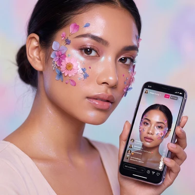 Бьюти-блогер: Тренд «Цветочный макияж» — AI промт для Nano Banana Pro