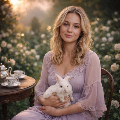 Чаепитие с белым кроликом — AI промт для GPT Image 1.5