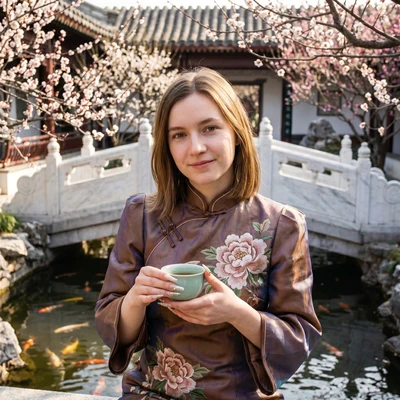 Чаепитие в императорском саду — AI промт для Nano Banana Pro