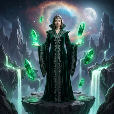 Чародейка Изумрудного Пика — AI промт для Nano Banana Pro