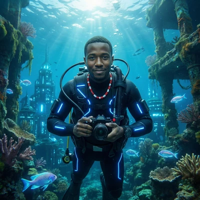 Дайвер в мире Атлантиды — AI промт для Nano Banana Pro