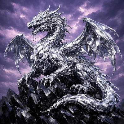 Дракон из жидкого серебра — AI промт для GPT Image 1.5