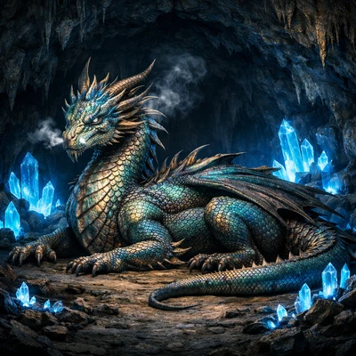Дракон в кристальной пещере — AI промт для GPT Image 1.5