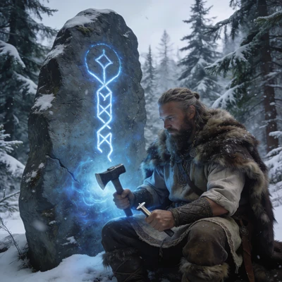 Древнескандинавский резчик по рунам — AI промт для Seedream 4.5