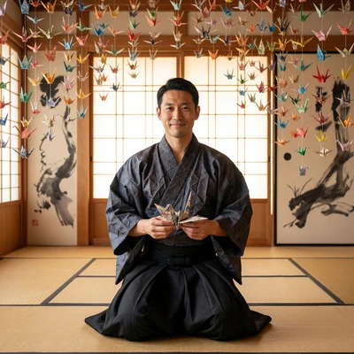 Древнеяпонский мастер оригами — AI промт для Nano Banana Pro