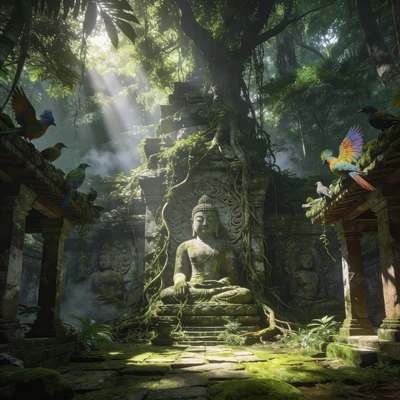 Древний храм в джунглях — AI промт для Seedream 4.5