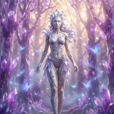 Дриада в хрустальном лесу — AI промт для Nano Banana Pro