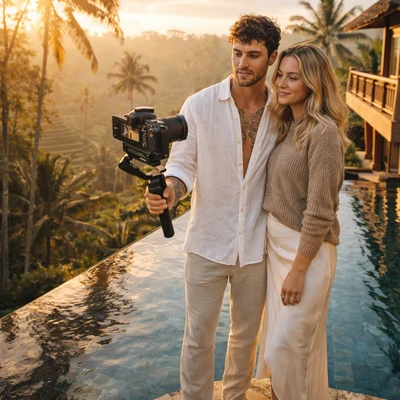 Дуэт на Бали: Тревел-Блогеры — AI промт для GPT Image 1.5