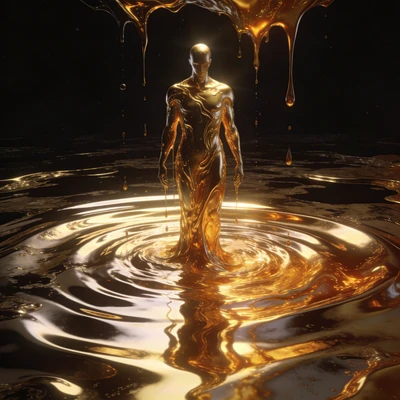 Эфирное существо из жидкого золота — AI промт для Seedream 4.5