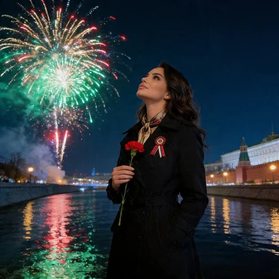 Эхо Победы: Салют над Набережной — AI промт для Seedream 4.5