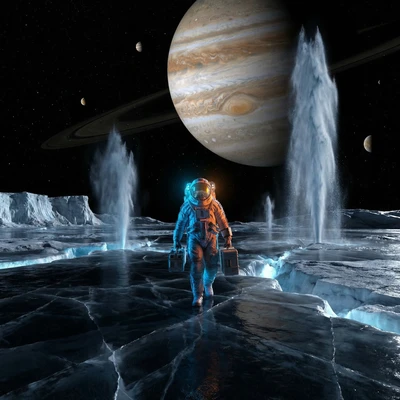 Экспедиция на замерзший океан Европы — AI промт для Nano Banana Pro