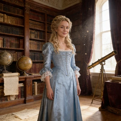 Эпоха Просвещения: Леди в библиотеке — AI промт для Seedream 4.5