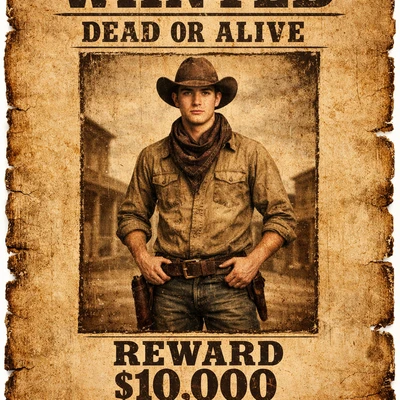 Эра Дикого Запада: Разыскивается преступник — AI промт для GPT Image 1.5