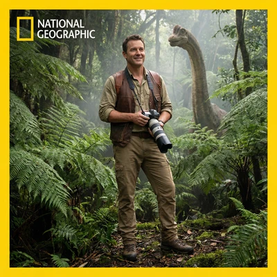 Эра юрского периода: Фотограф дикой природы — AI промт для Nano Banana Pro