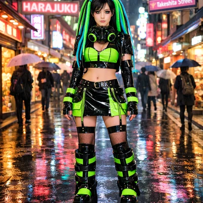 Эстетика 'Cyber-Goth' в Токио — AI промт для GPT Image 1.5
