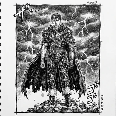 Эстетика манги «Берсерк» — AI промт для Nano Banana Pro