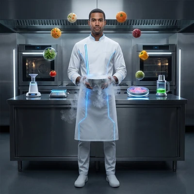 Фантастический шеф-повар молекулярной кухни — AI промт для Nano Banana Pro