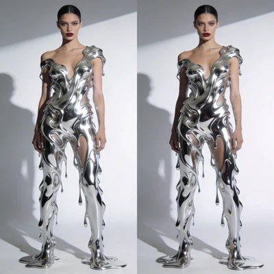 Фэшн-модель «Жидкое Серебро» — AI промт для Seedream 4.5