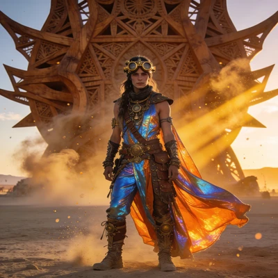 Фестиваль Burning Man: Сюрреалистичный гость — AI промт для Seedream 4.5