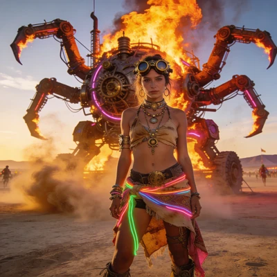 Фестиваль Burning Man: Техно-Кочевник — AI промт для Seedream 4.5